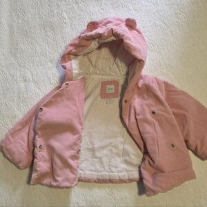 Baby GAP Pink Hooded Corduroy PufferJacket EUC 12 - 18 Months